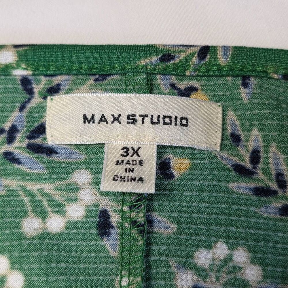Max Studio 3X Green Floral Tiered Ruffle Sleeve Dress - Picture 6 of 8